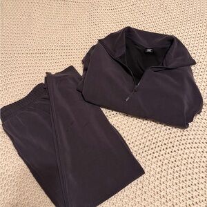 Black Quarter-Zip Pullover and Pants Set